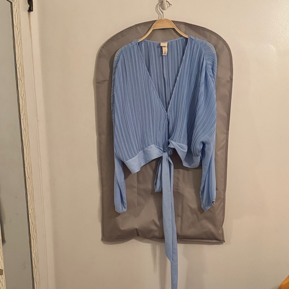 H&M Soft Blue Pleated Top